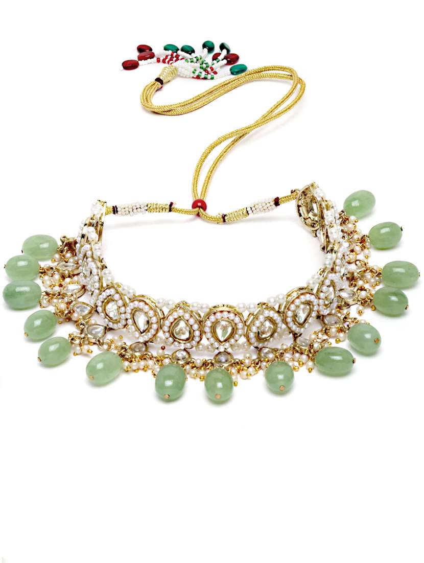 gold plated necklaces earring maang tikka set - 18636007 -  Standard Image - 2