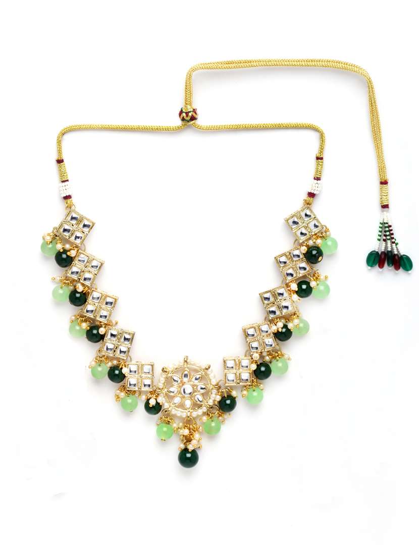 gold plated necklaces earring maang tikka set - 18636013 - Standard Image - 2