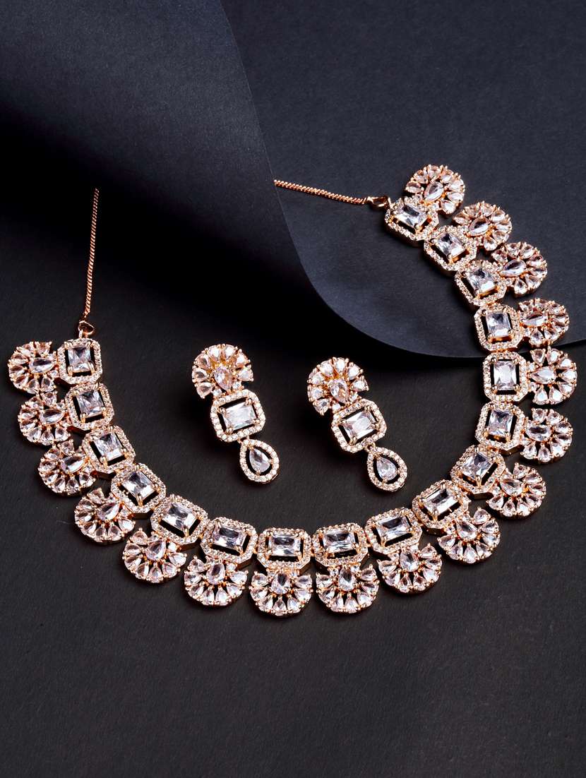gold plated necklaces and earring set