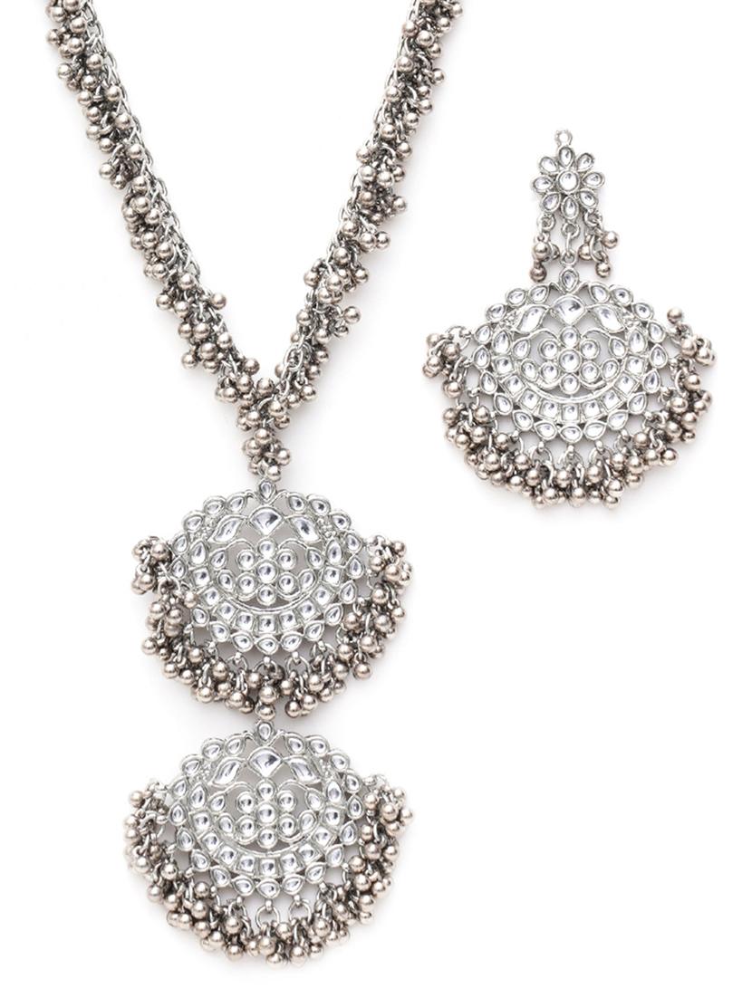 silver plated necklaces and earring set - 18636048 - Standard Image - 2