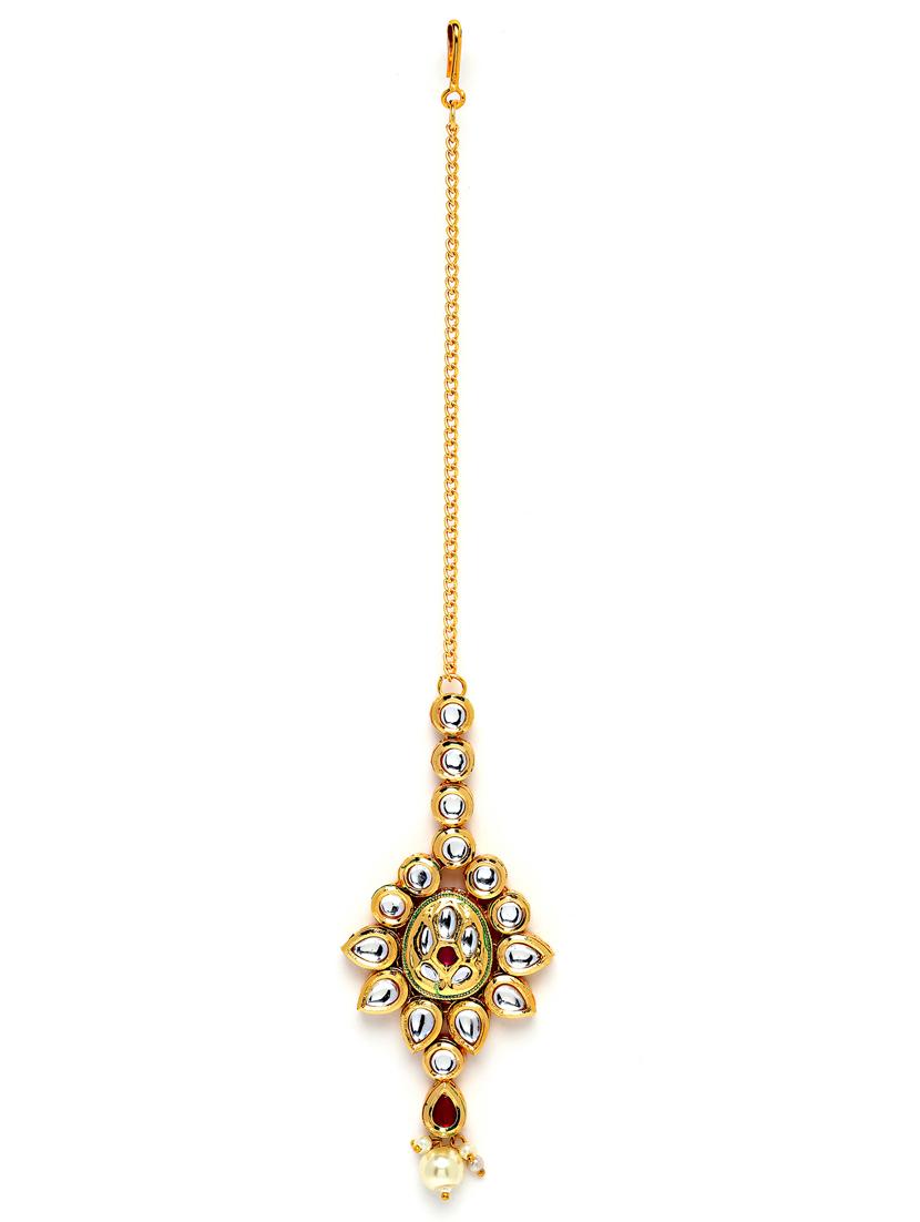 red metal maang teekas & passa - 18636099 - Standard Image - 2