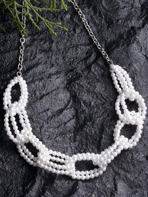 white metal choker necklace - 18636148 - Standard Image - 0