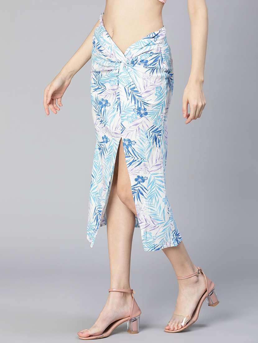 mid rise floral high slit wrap skirt - 18636725 -  Standard Image - 2