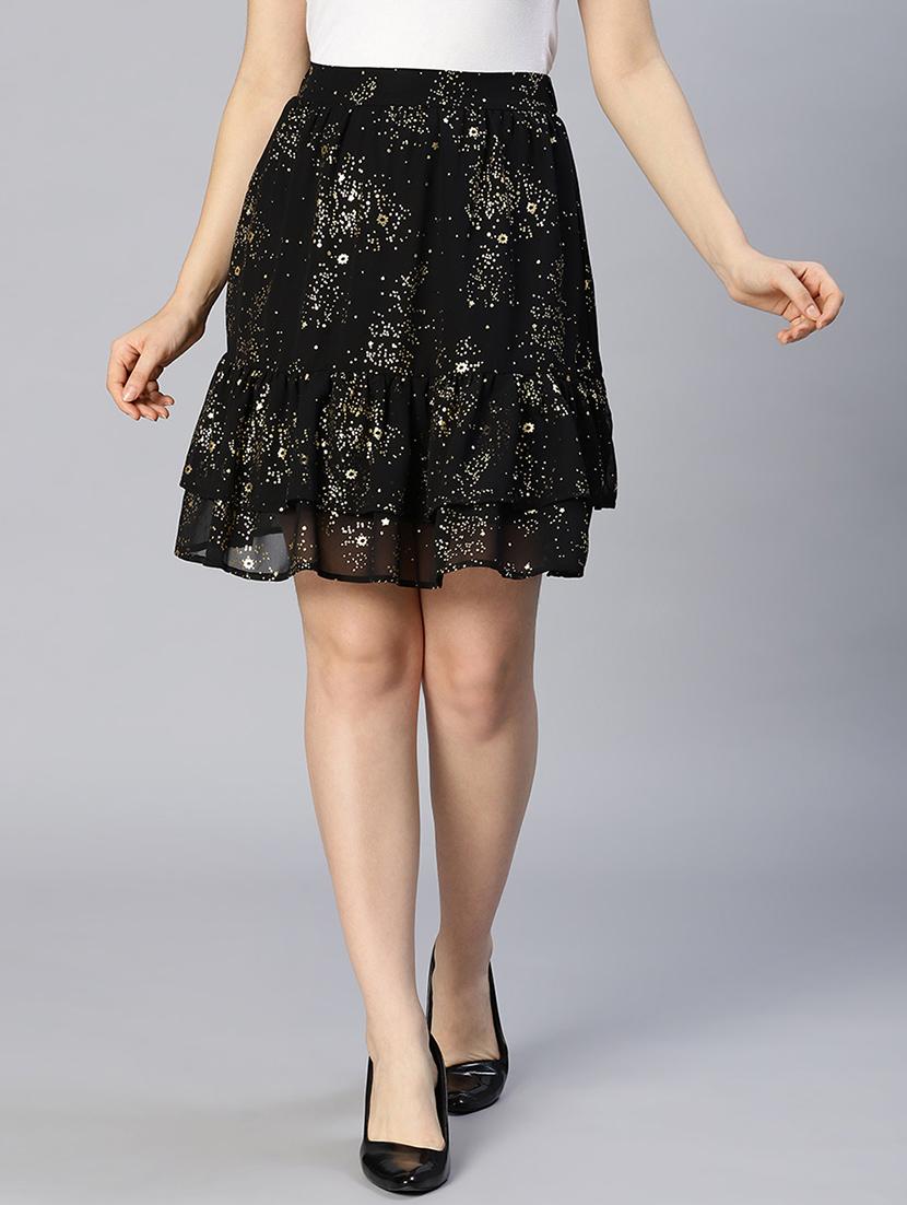 mid rise printed a-line skirt - 18636728 - Zoom Image - 0