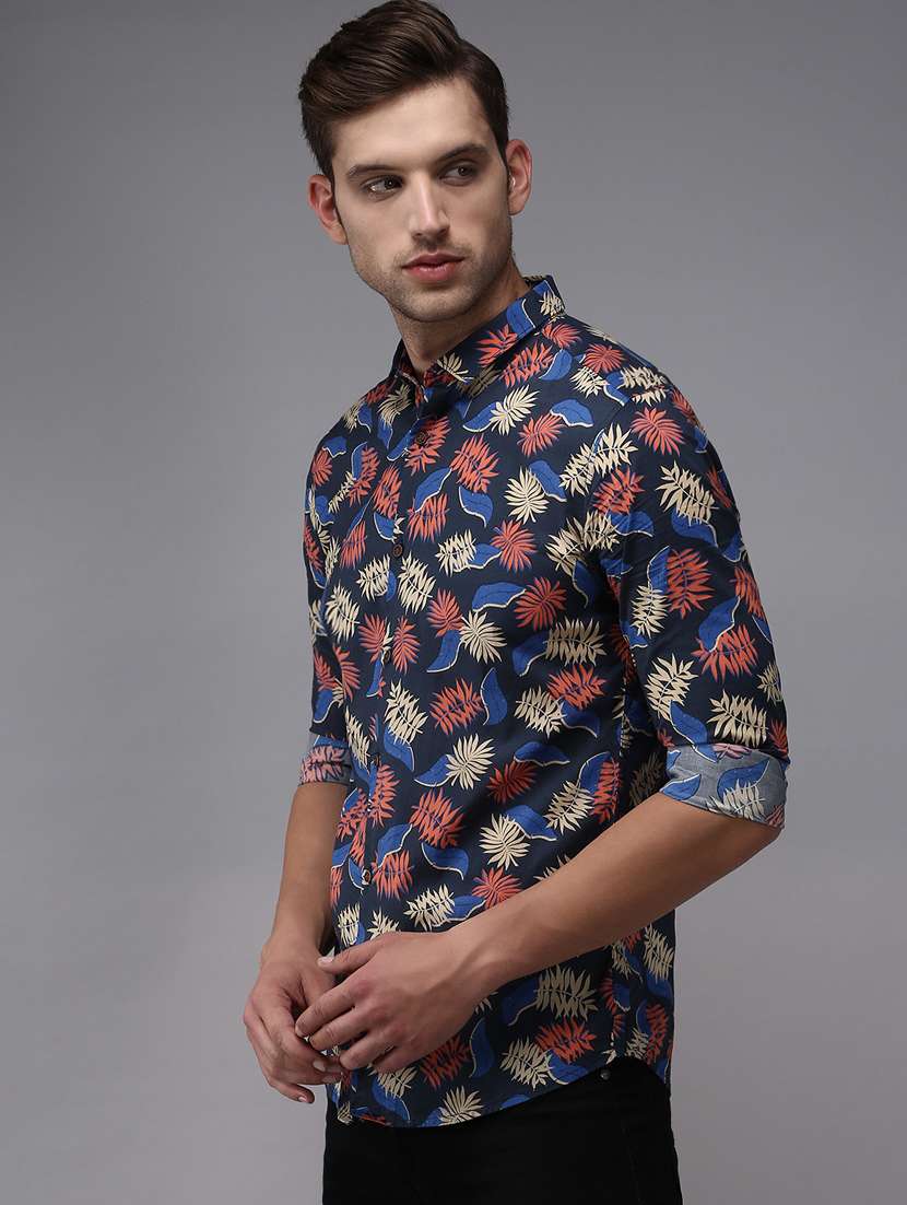 mens leaf print casual shirt - 18636826 - Standard Image - 2