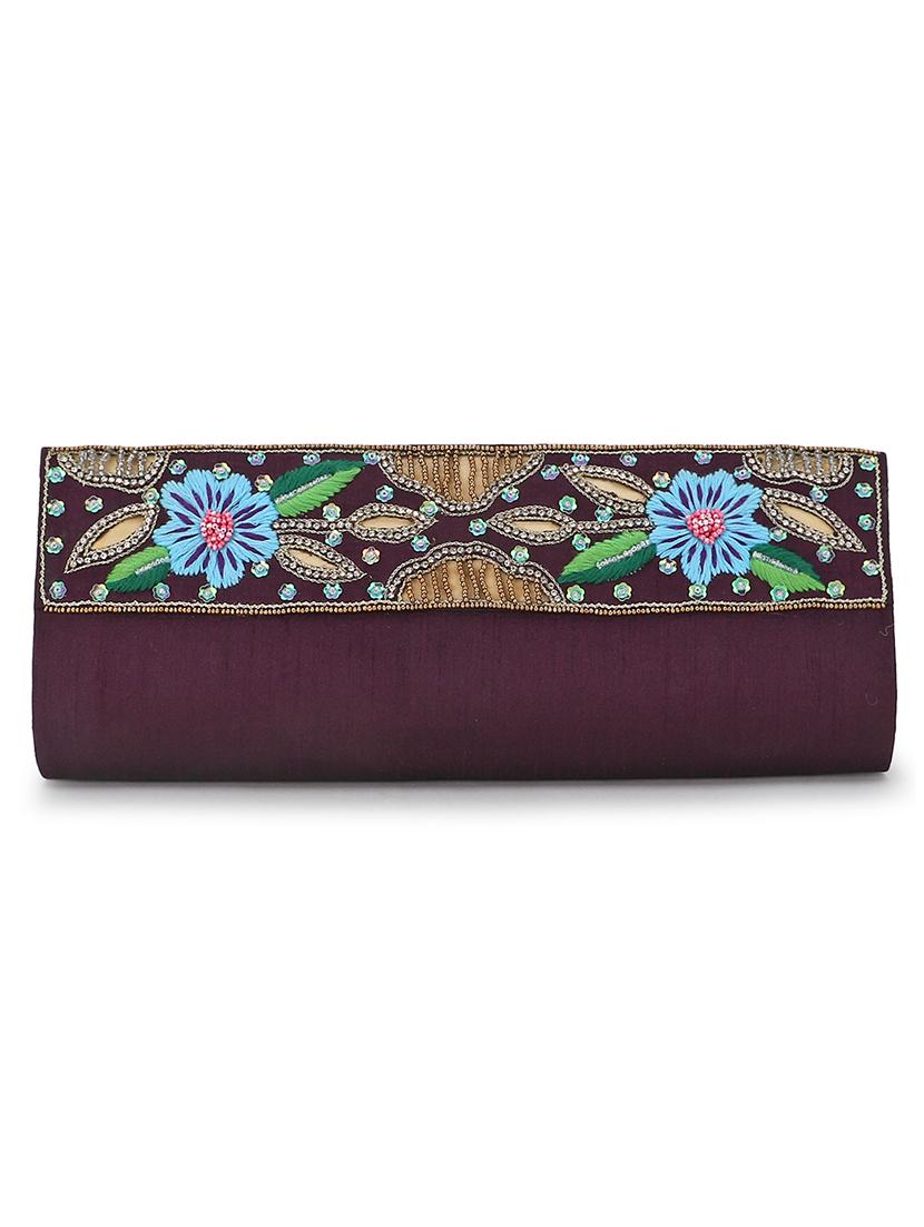 purple embellished ethnic clutch - 18636958 - Zoom Image - 0