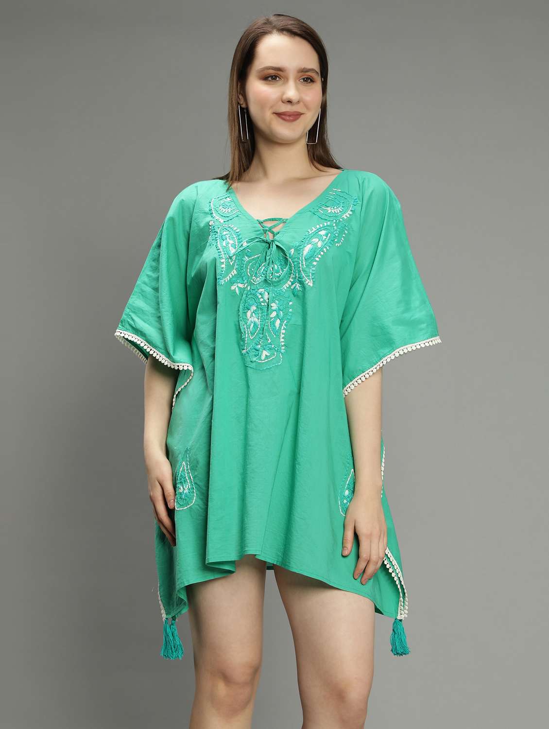 green cotton dresses kaftan - 18637138 - Standard Image - 2