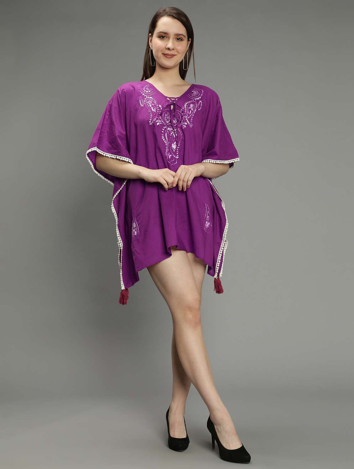 purple cotton dresses kaftan - 18637139 - Zoom Image - 0