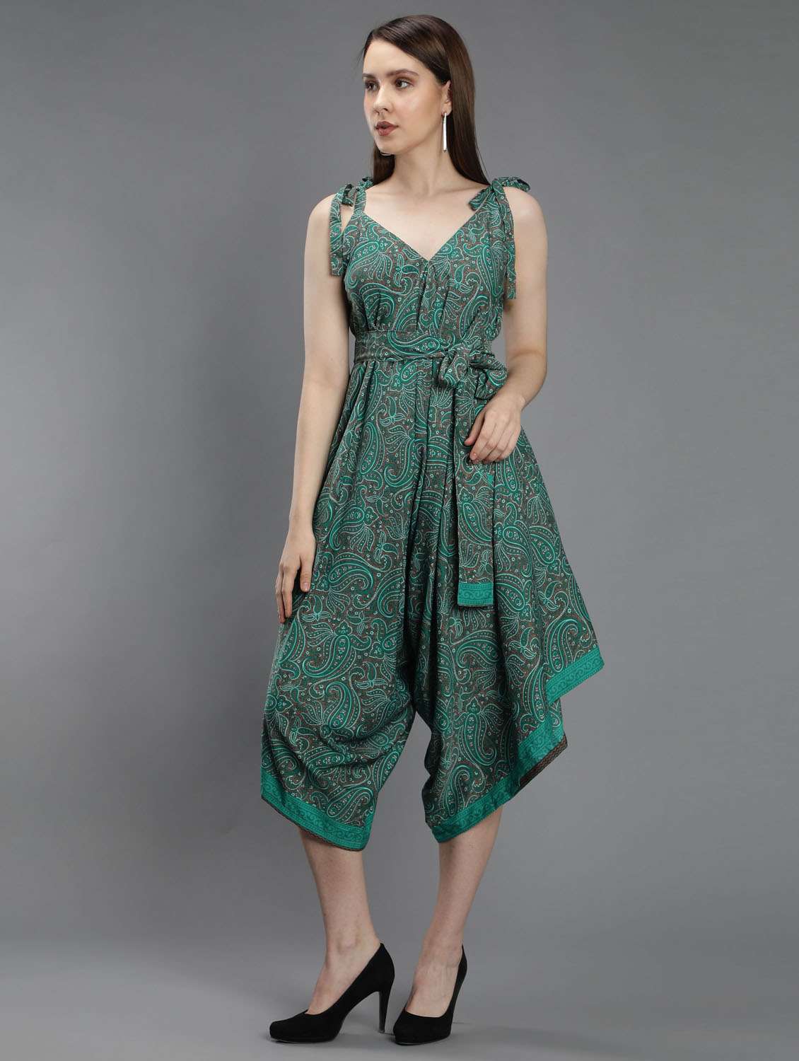 green polyester 34  jumpsuit