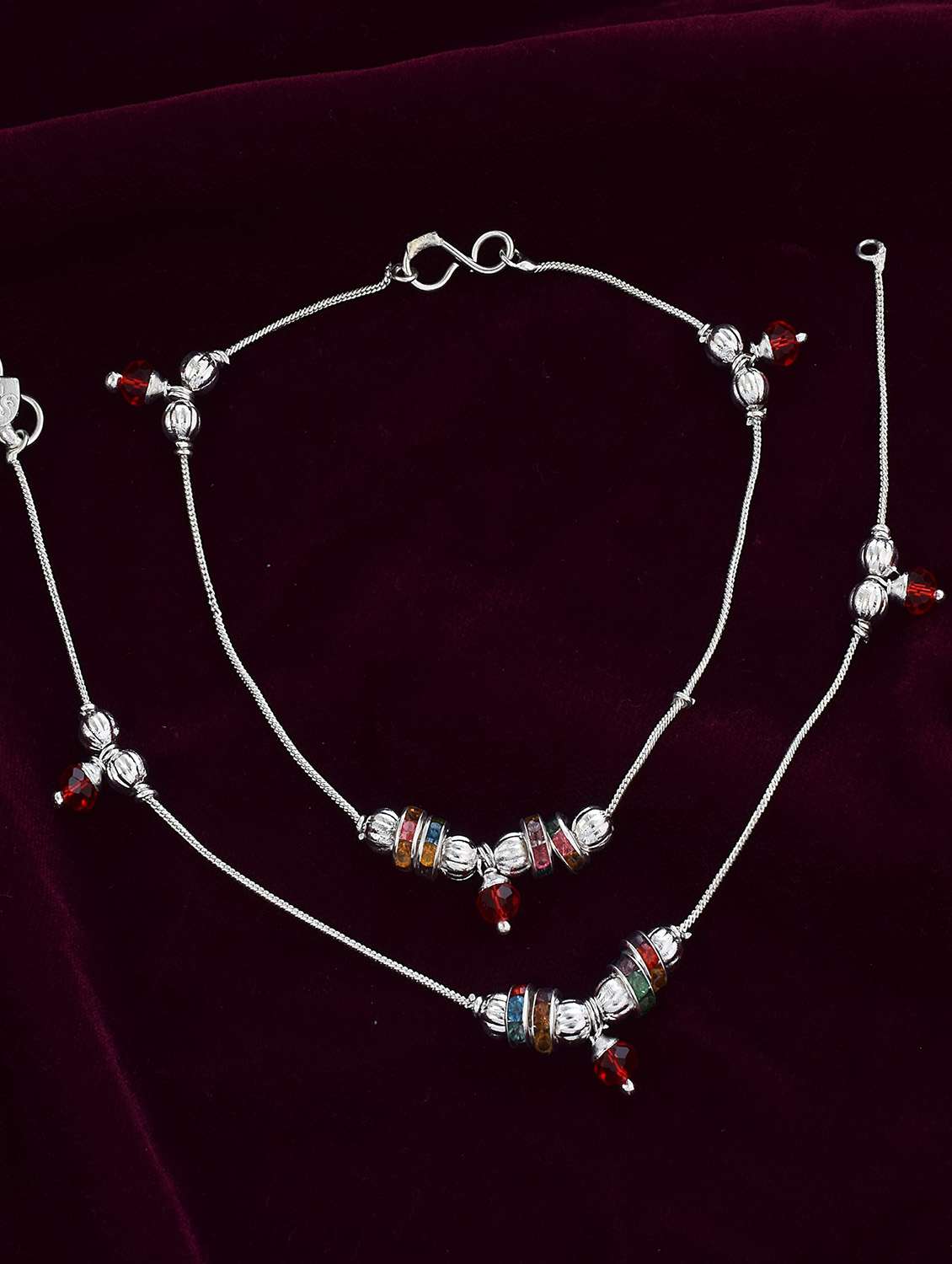 silver plated traditional anklets