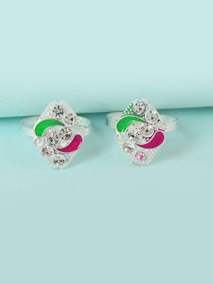 multi colored brass toe  ring