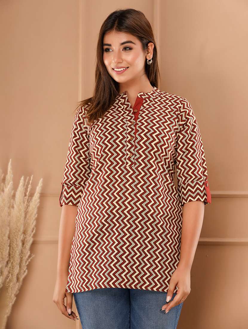 printed cotton short kurti