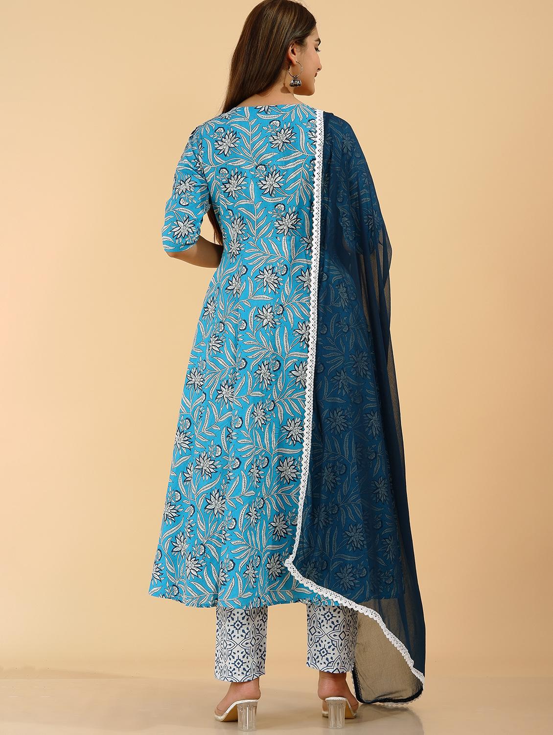 women three quarter sleeve kurta pant with dupatta set - 18640302 - Standard Image - 2