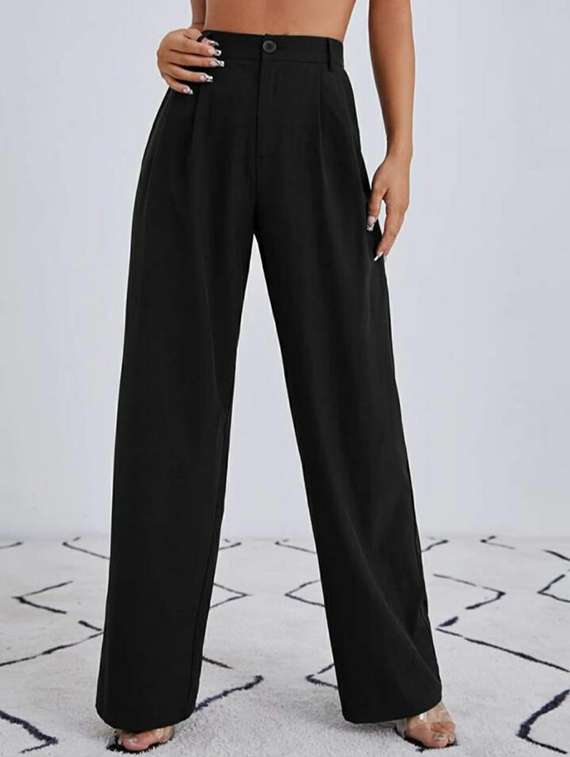 high rise solid trouser