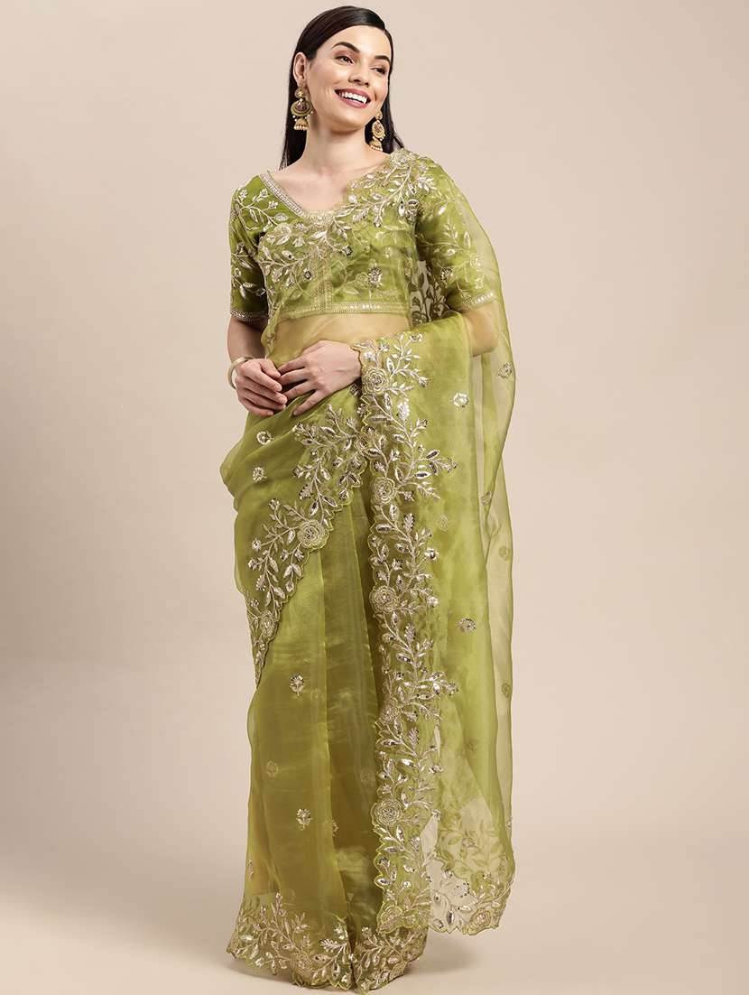 women's embroidered saree with blouse