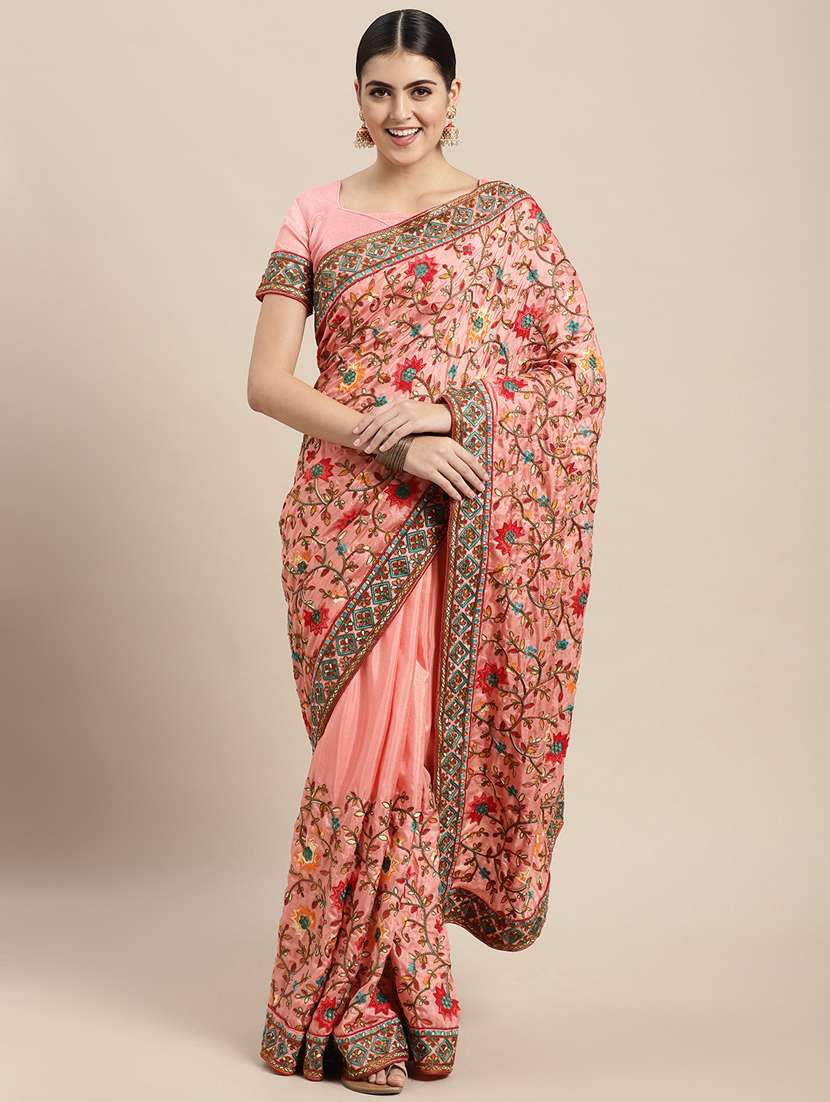women's embroidered saree with blouse