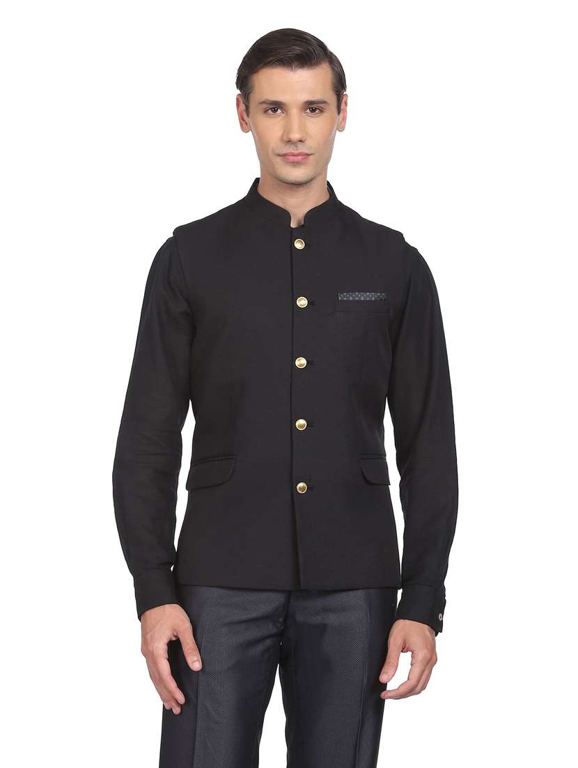 bandhgala solid nehru jacket