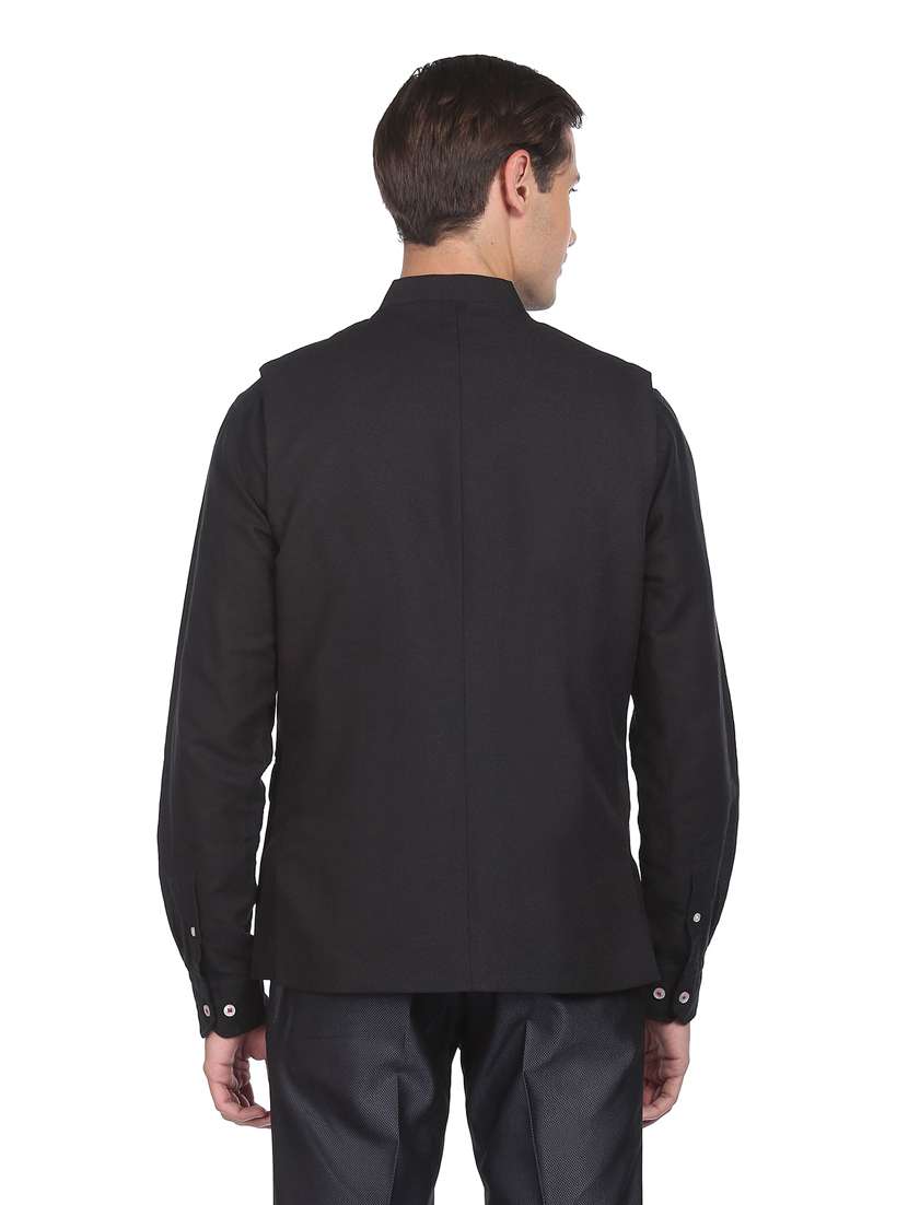 bandhgala solid nehru jacket - 18645186 -  Standard Image - 2