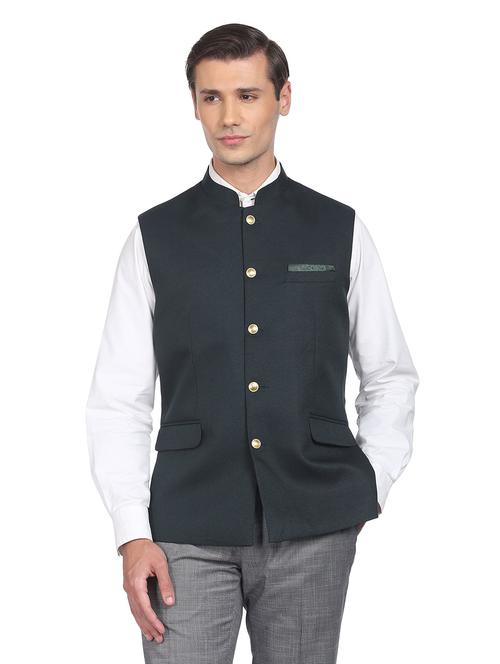 bandhgala solid nehru jacket - 18645189 -  Standard Image - 0