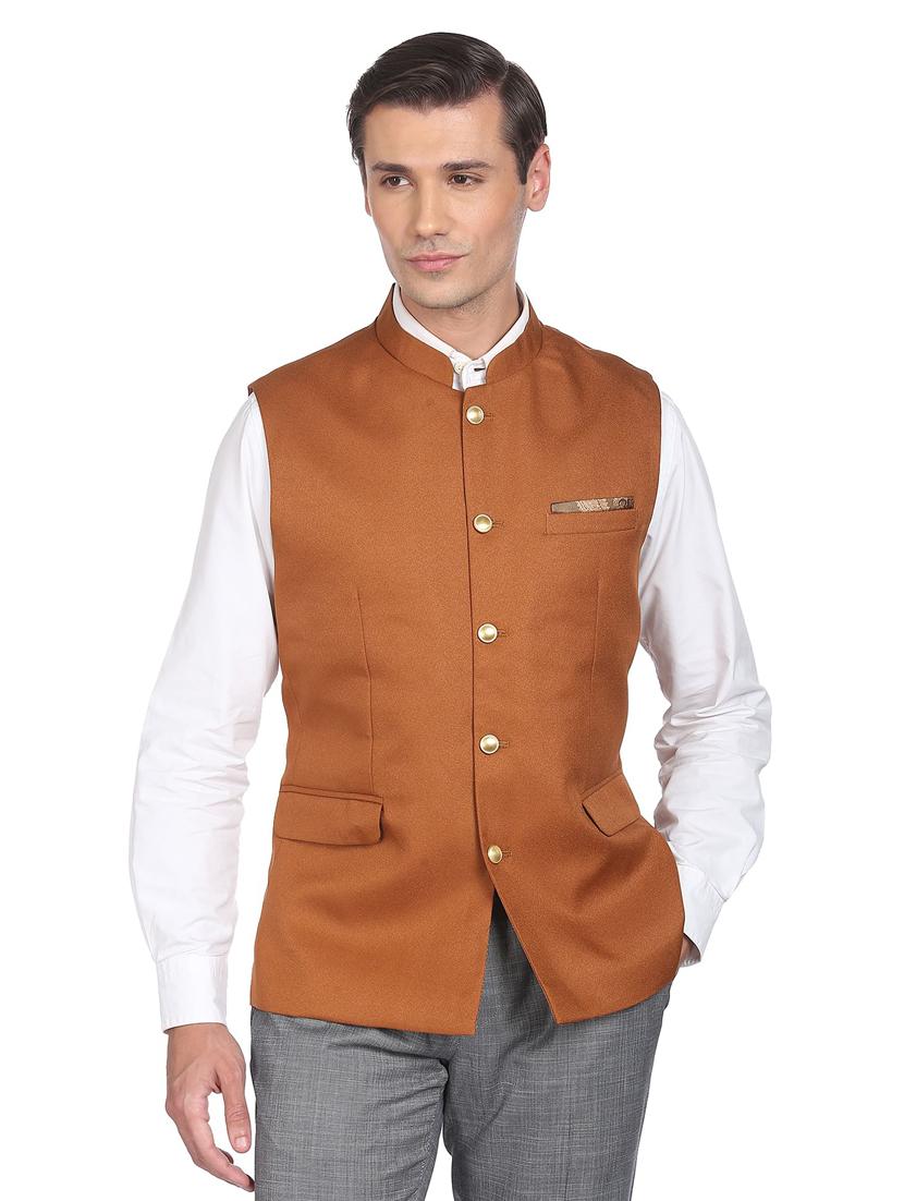 bandhgala solid nehru jacket - 18645190 - Zoom Image - 0