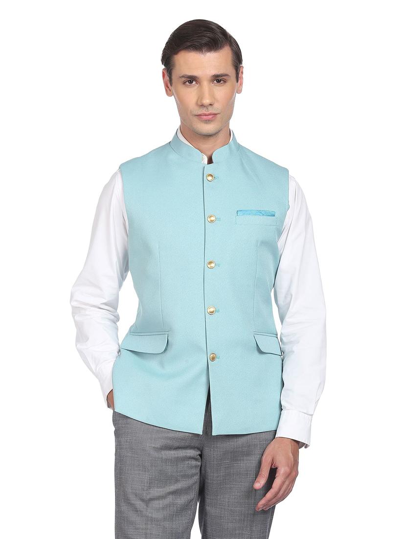 bandhgala solid nehru jacket - 18645191 -  Zoom Image - 0