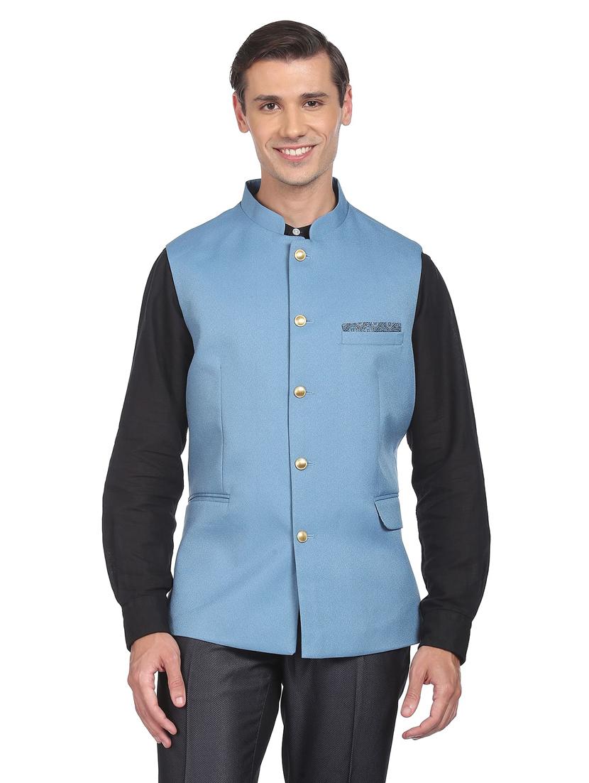 bandhgala solid nehru jacket - 18645192 - Zoom Image - 0