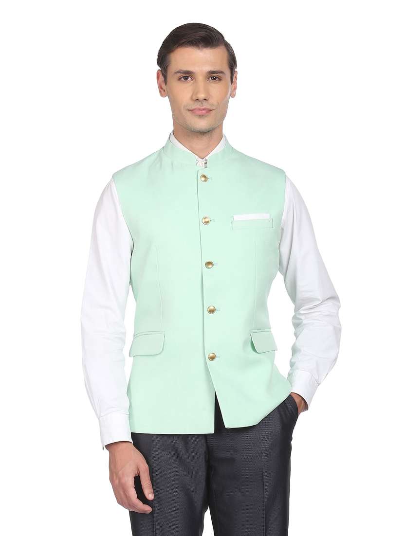 bandhgala solid nehru jacket - 18645194 -  Zoom Image - 0