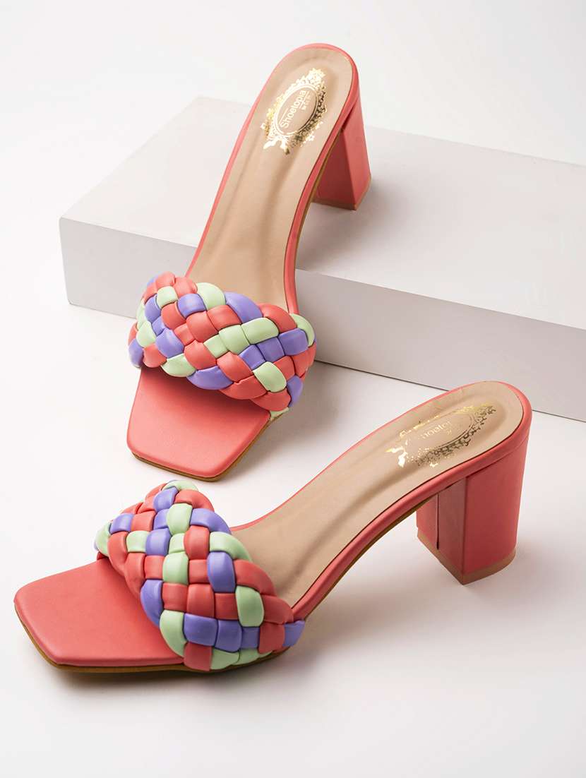 women pink slip on sandal