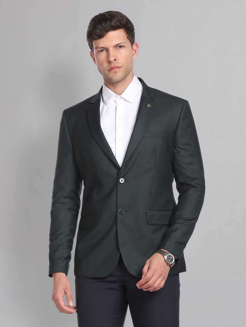 solid single breasted formal blazer