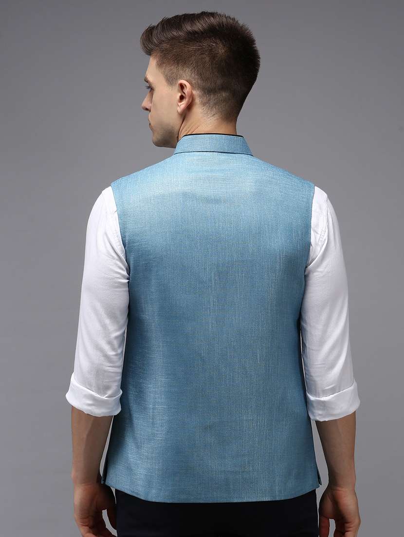 solid bandhgala nehru jacket - 18645449 -  Standard Image - 2