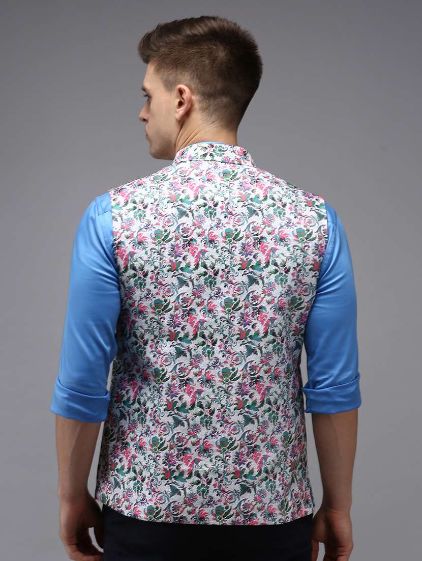 printed bandhgala nehru jacket - 18645454 -  Standard Image - 2