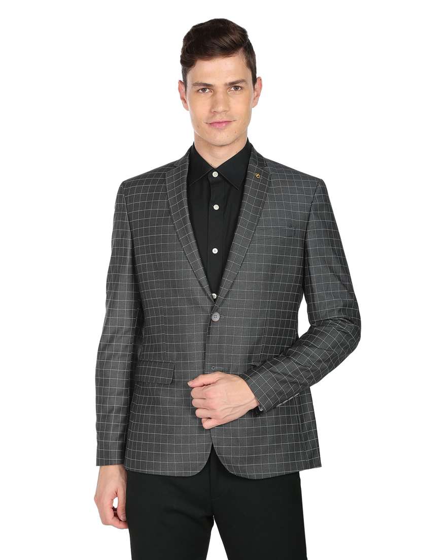 checkered single breasted formal blazer