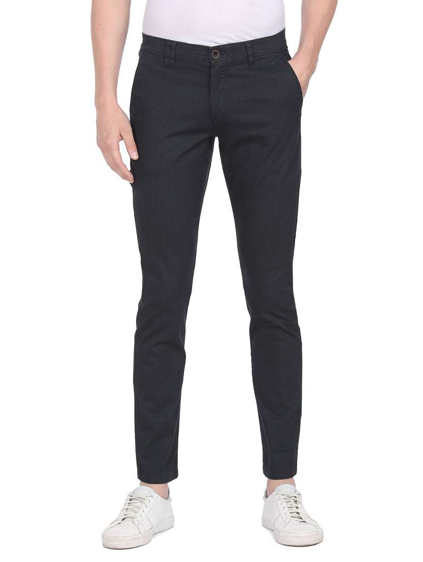 mid rise solid casual trouser