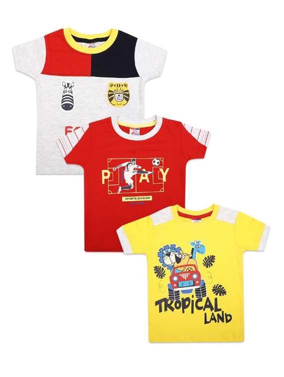 boys pack of 3 graphic print t-shirt