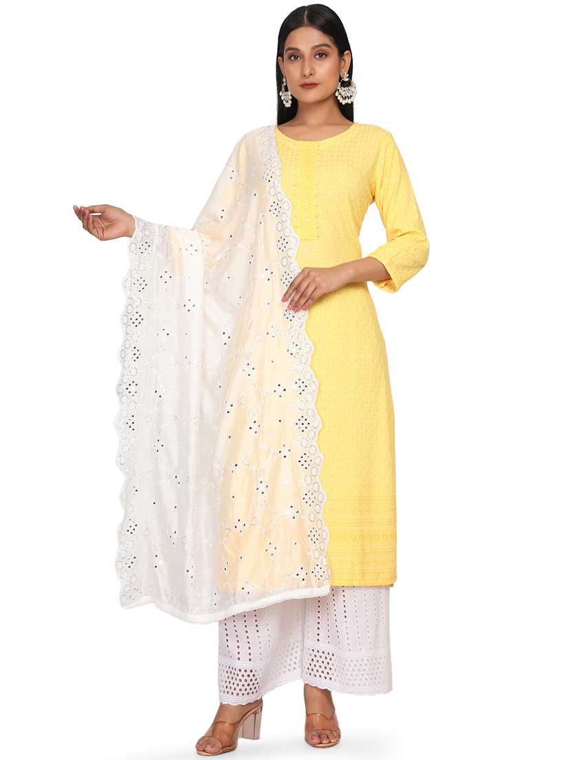 white mirror work dupatta