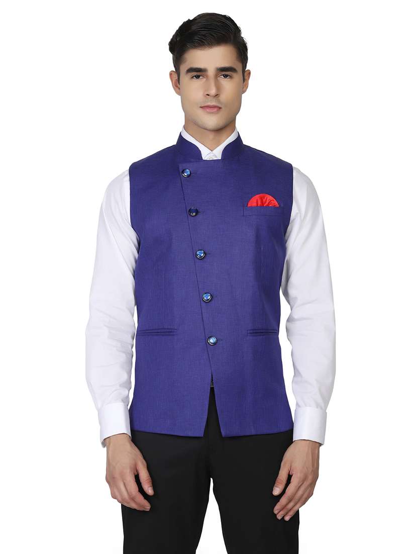 solid asymmetric nehru jacket