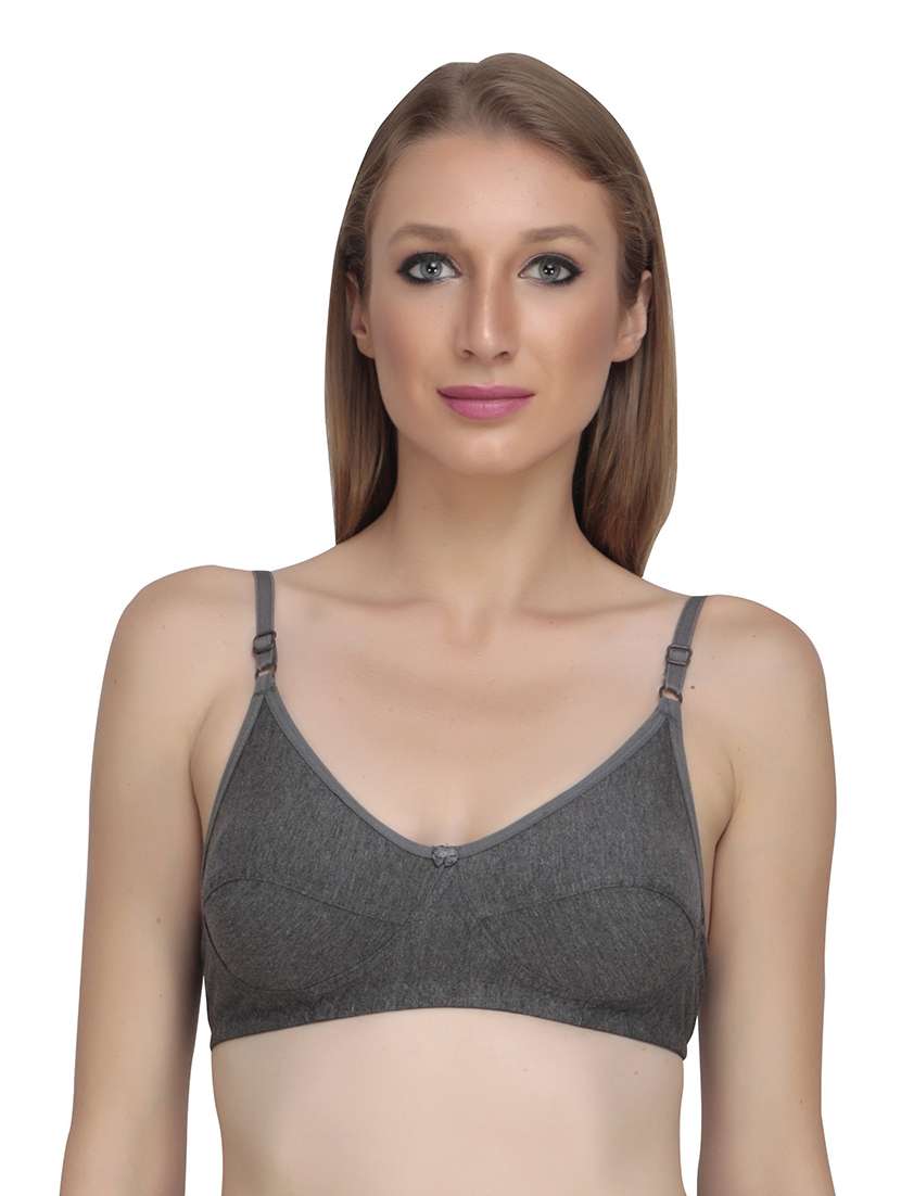 grey solid regular bra