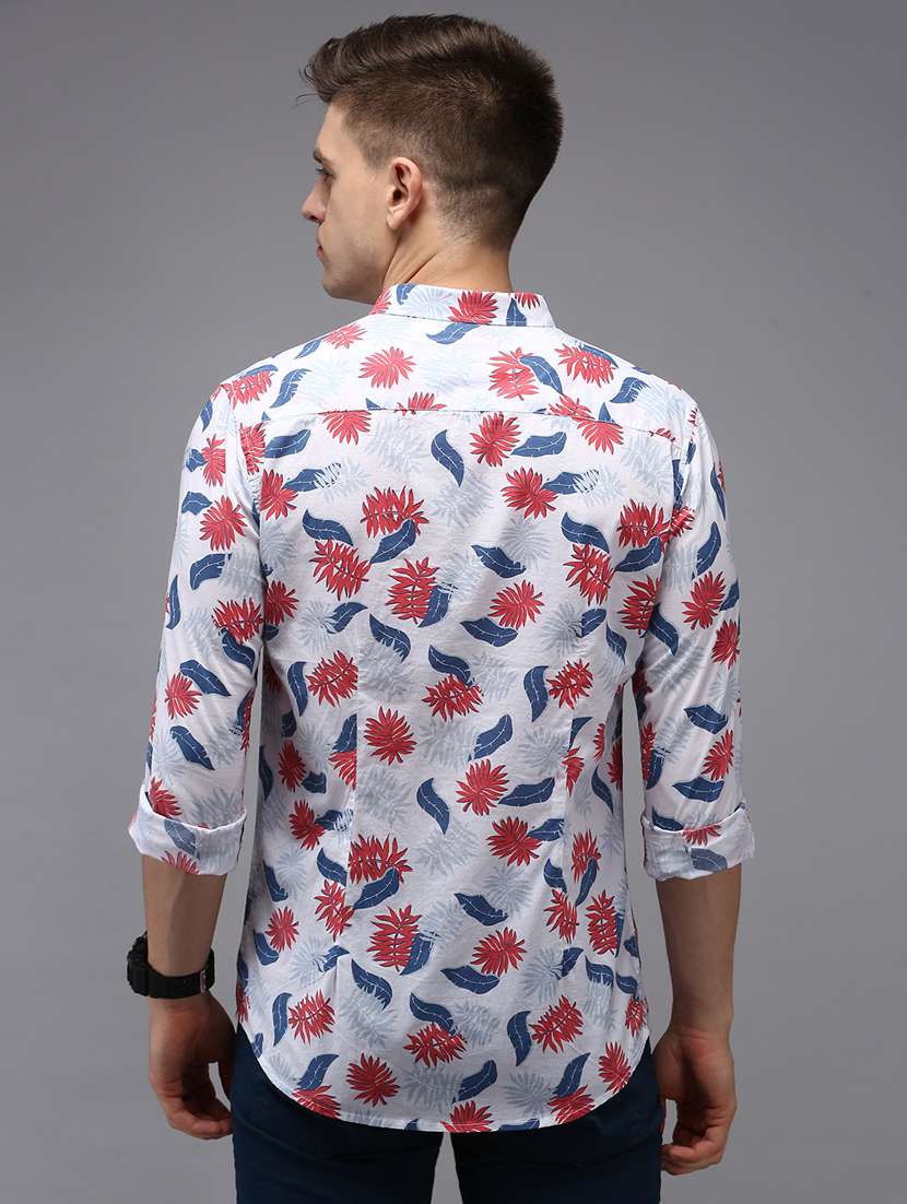 mens leaf print casual shirt - 18650825 - Standard Image - 2