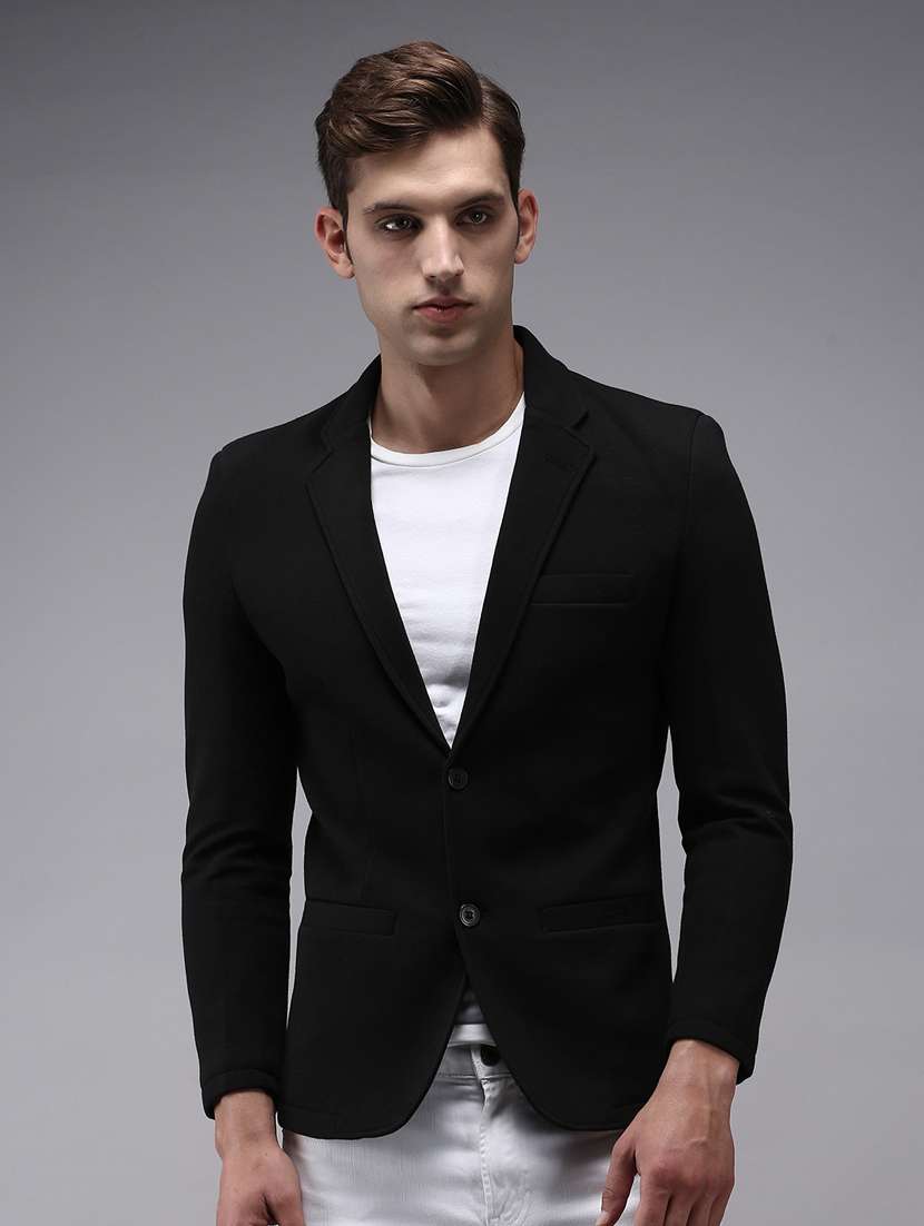 single breasted solid casual blazer