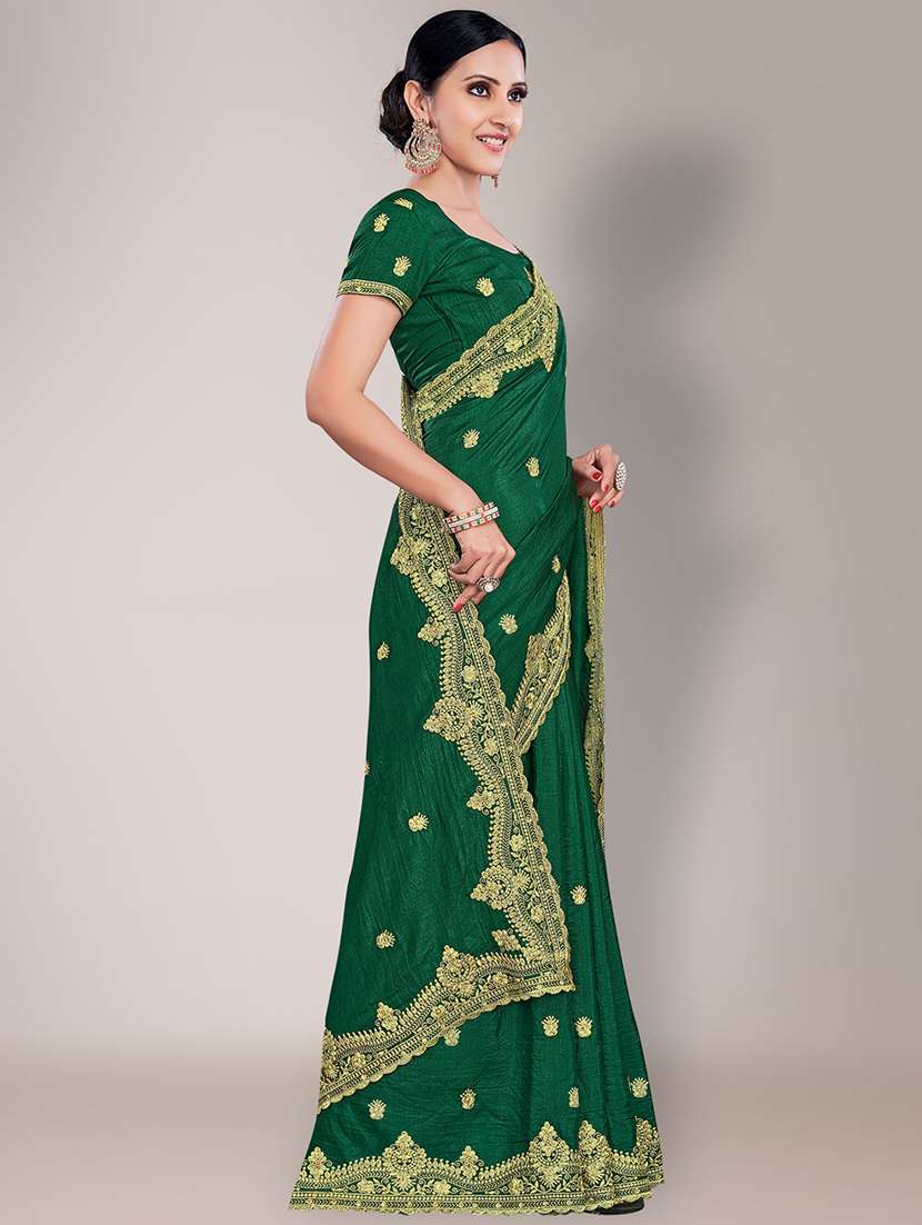 embroidered saree with blouse piece - 18651176 - Standard Image - 2