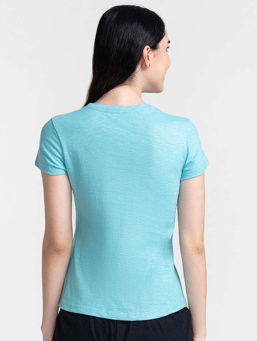 women's chest print round neck t-shirt - 18651291 -  Standard Image - 2