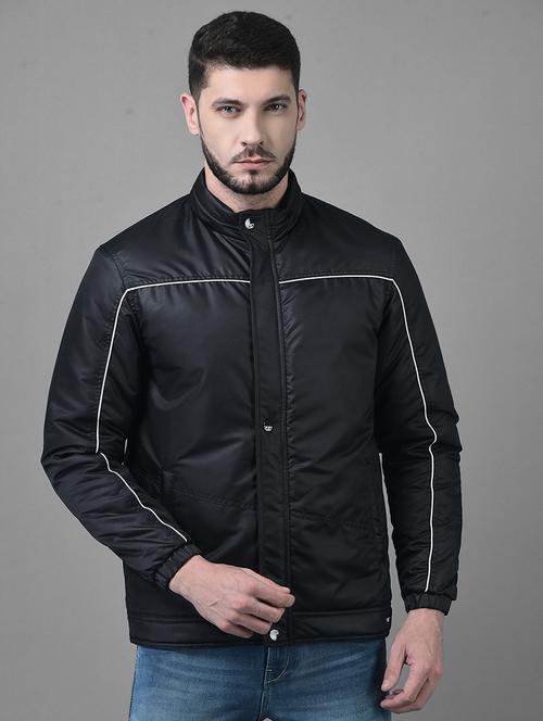 black solid casual jacket - 18653282 - Standard Image - 0