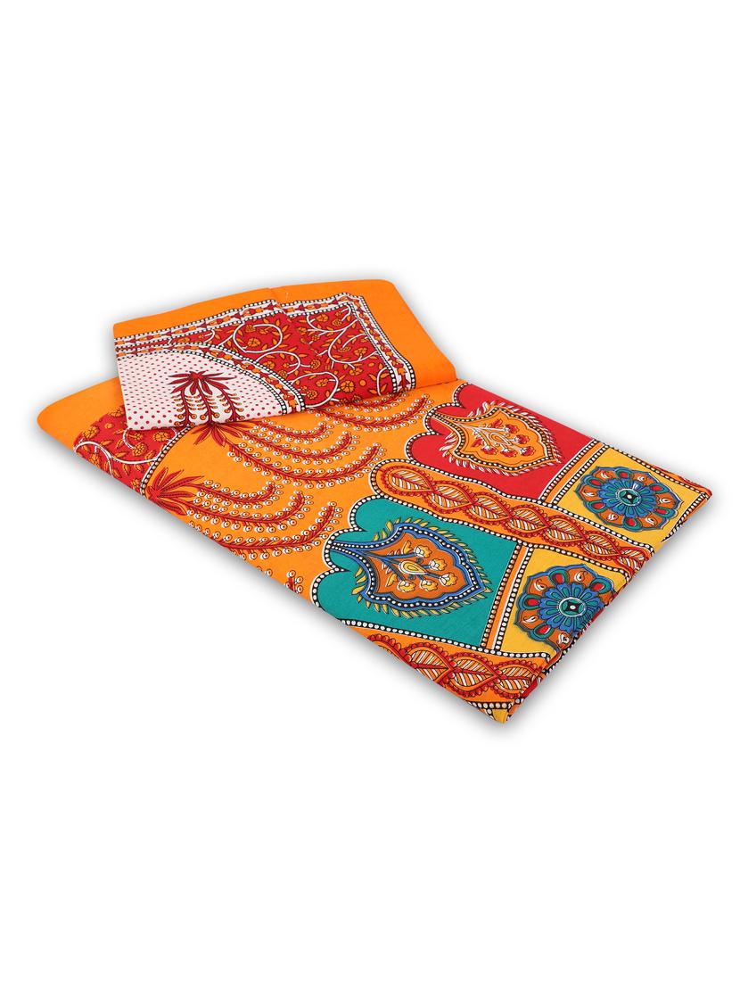 uniqchoice blue color 100% cotton jaipuri traditonal double bedsheet with 2 pillow cover - 18655647 - Standard Image - 2