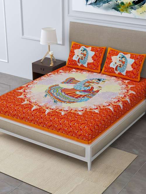 printed double bedsheet with 2 pillow cover - 18655781 -  Standard Image - 0