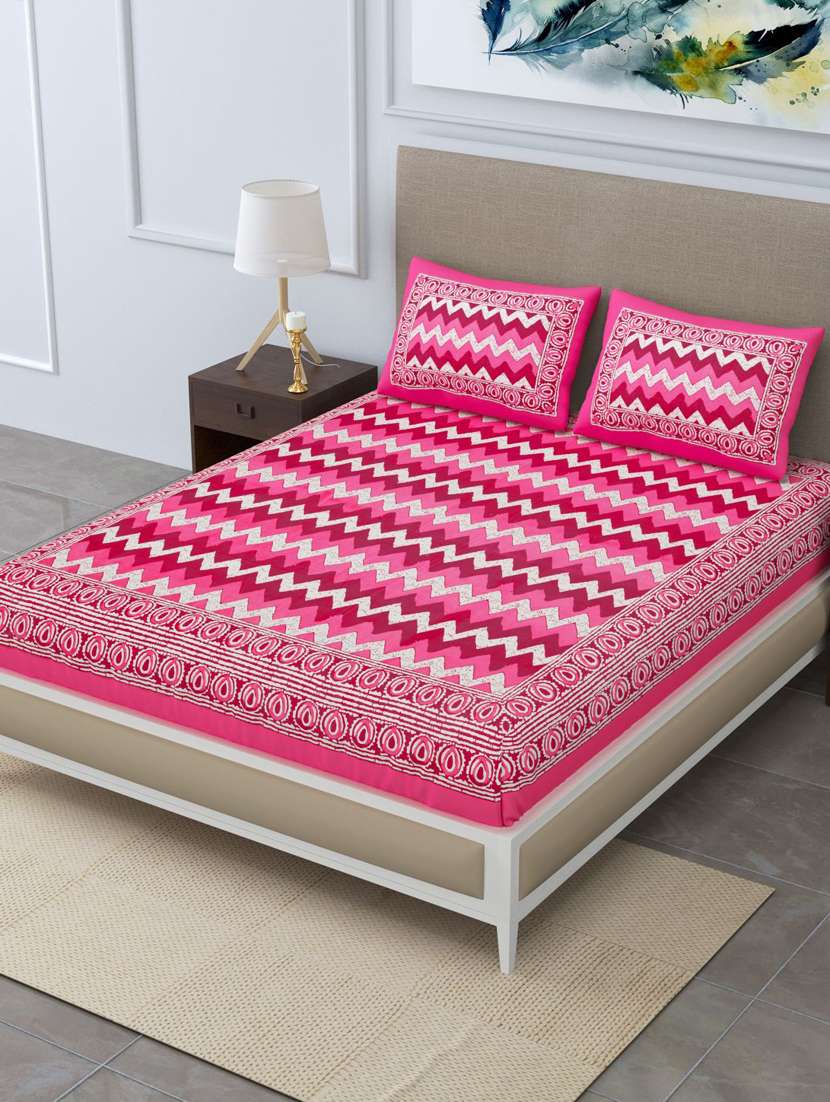 printed double bedsheet with 2 pillow cover - 18655793 -  Zoom Image - 0