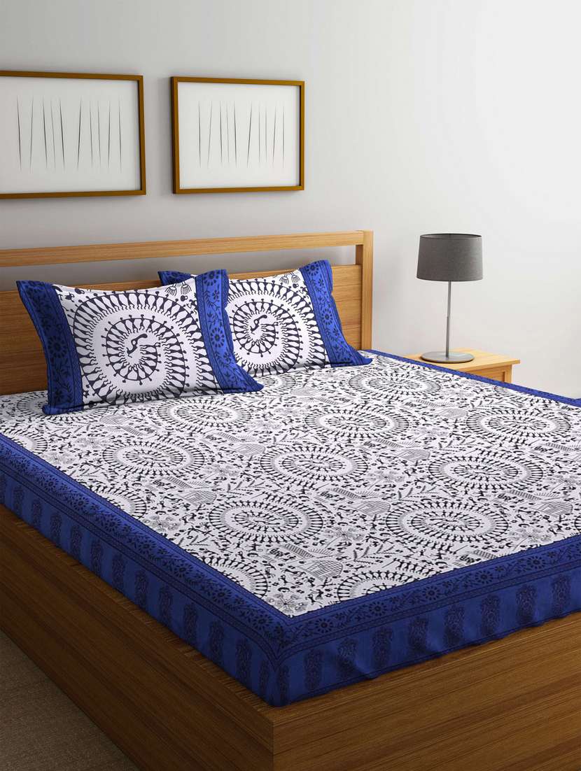 printed double bedsheet with 2 pillow cover