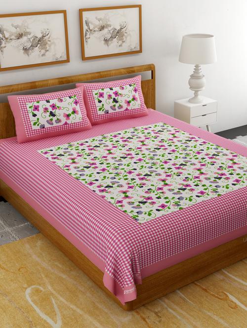 printed double bedsheet with 2 pillow cover - 18655862 - Standard Image - 0