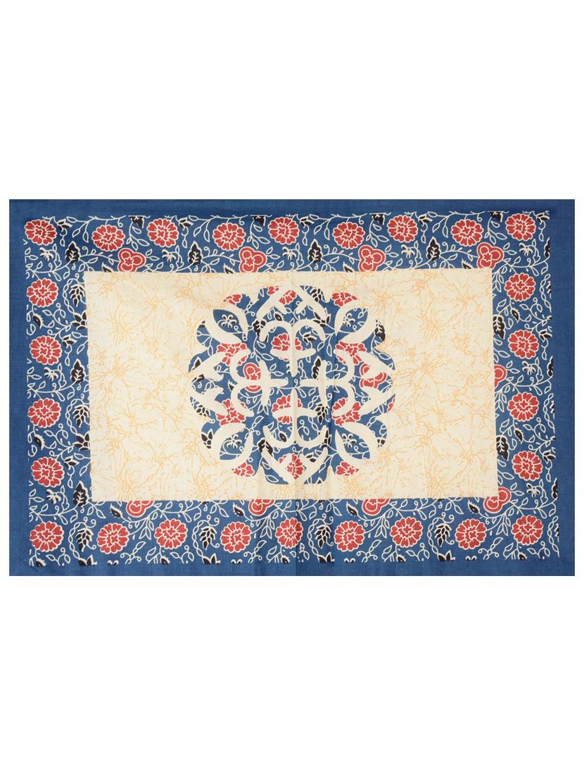 uniqchoice blue color 100% cotton jaipuri traditonal double bedsheet with 2 pillow cover - 18655883 - Standard Image - 2