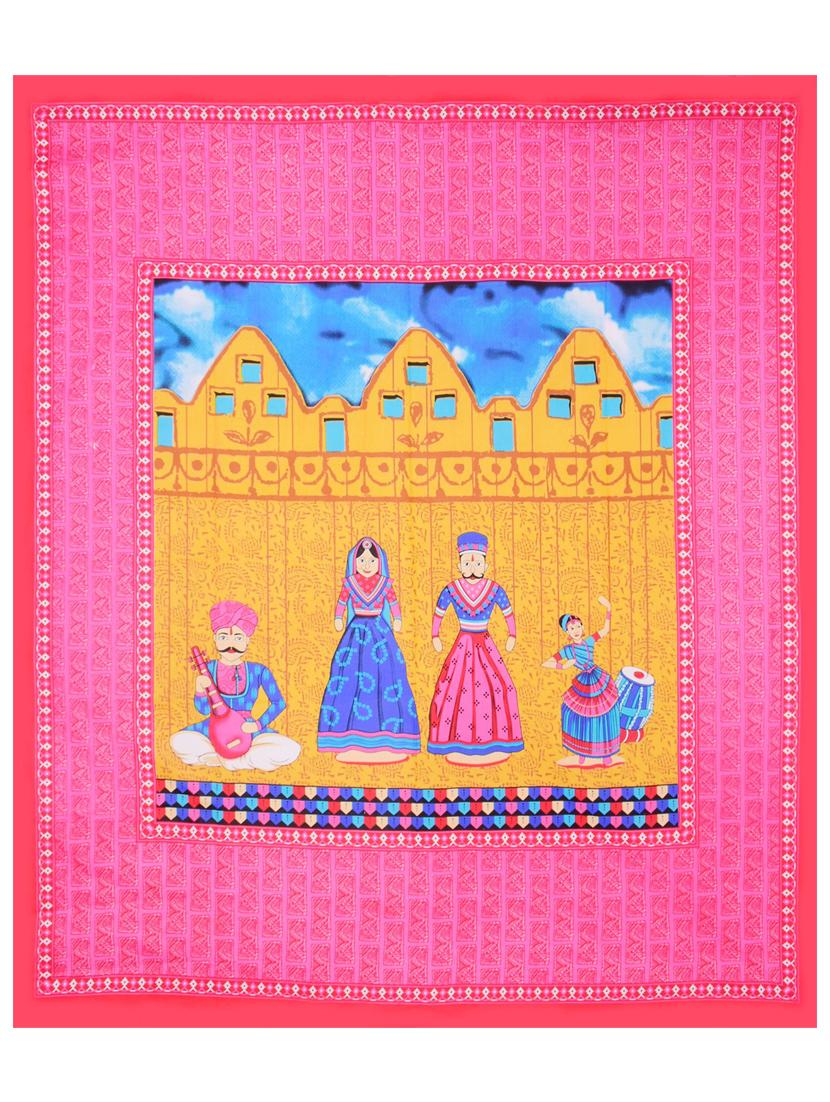 uniqchoice blue color 100% cotton jaipuri traditonal double bedsheet with 2 pillow cover - 18655895 - Standard Image - 2