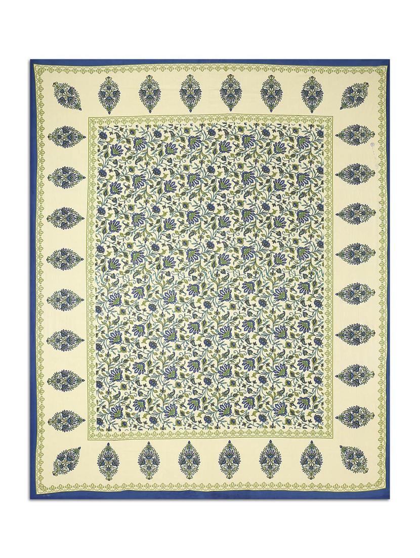 uniqchoice blue color 100% cotton jaipuri traditonal double bedsheet with 2 pillow cover - 18655915 - Standard Image - 2